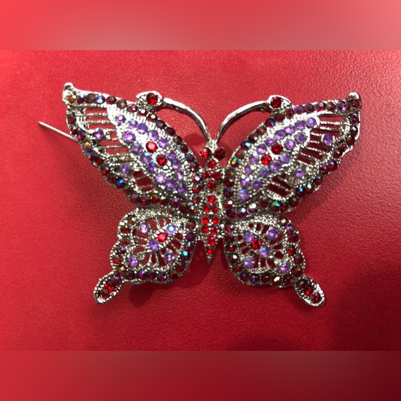 Formal Shiny Rhinestone Brooch Exquisite Butterfly Pin Party Sequins Colourful - Picture 8 of 12